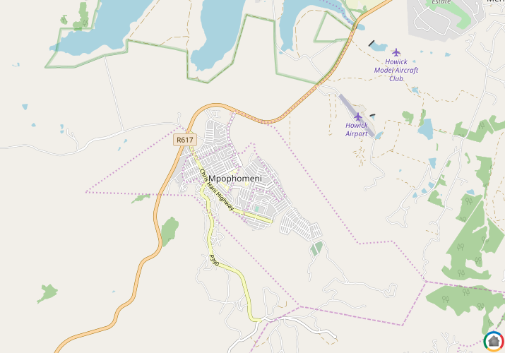 Map location of Mpophomeni